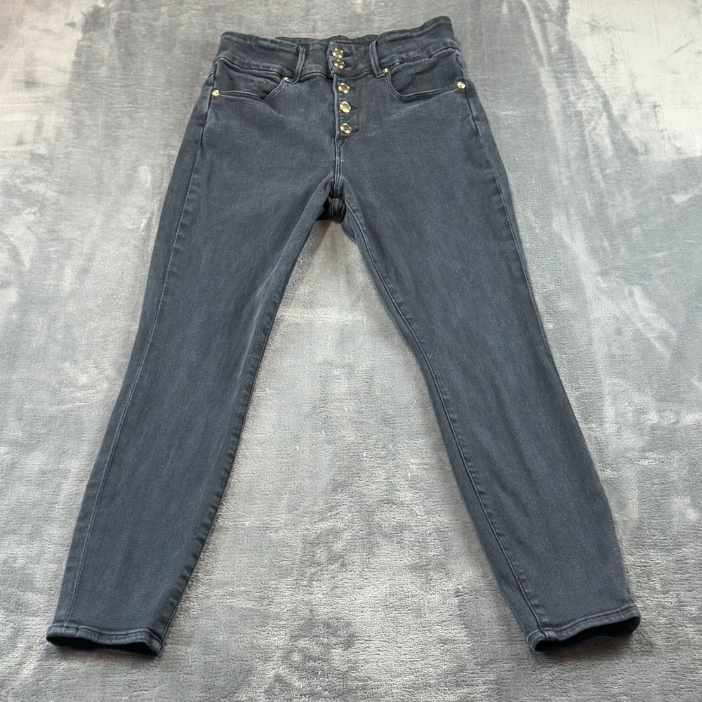 Good American Good Waist Skinny Jeans Black High Rise Button Fly Size 12/31
